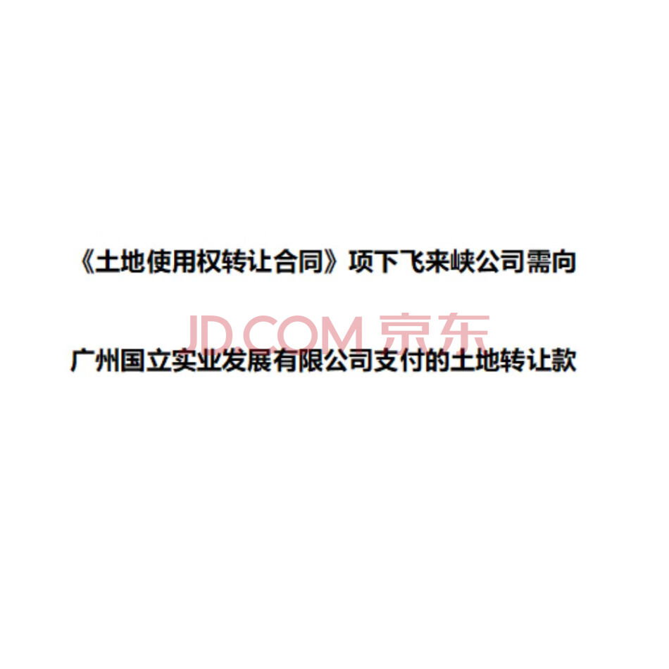 【第3次拍卖】《土地使用权转让合同》项下飞来峡公司需向广州国立实业发展有限公司支付的土地转让款