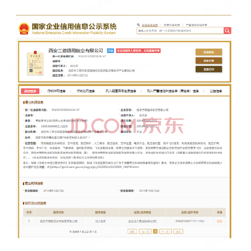 【第5次拍卖】武汉兰德航空技术服务有限公司所持有的西安兰德通用航空有限公司的100%股权