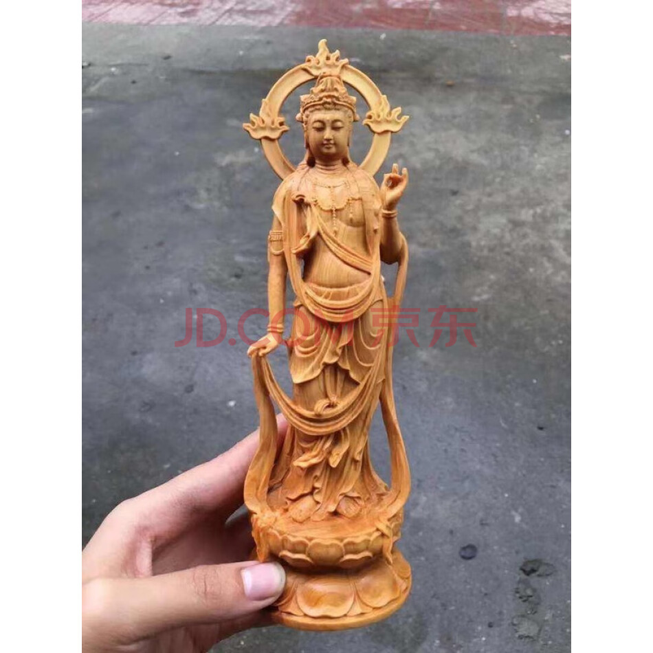 TJSJMG090D 火焰背光-观世音菩萨摆件（崖柏）