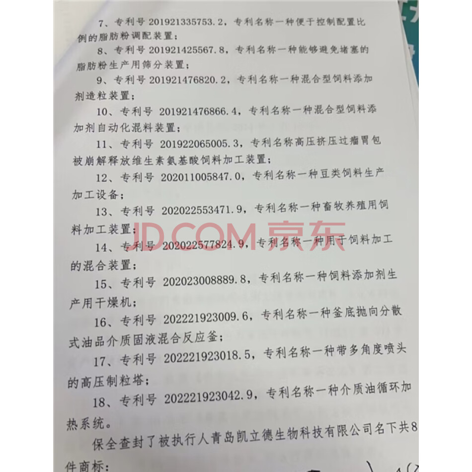 青岛凯立德生物科技有限公司名下专利18项