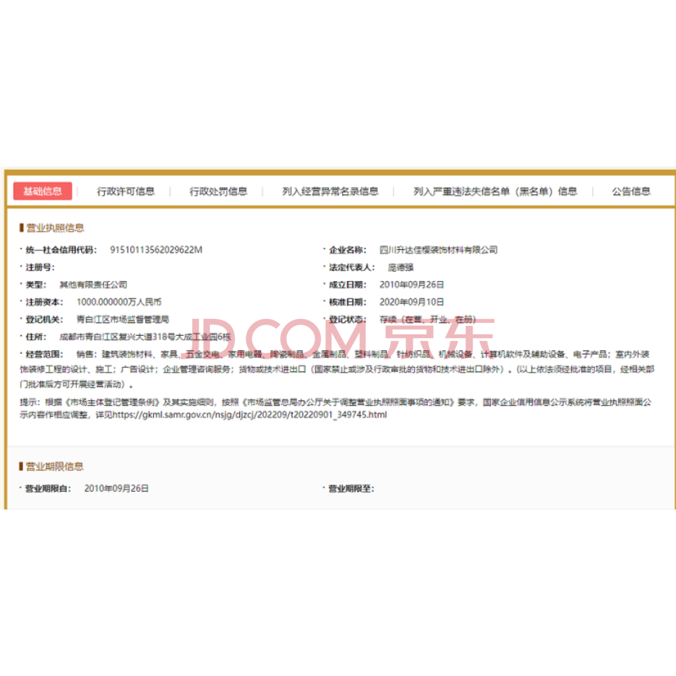 四川升达林产工业集团有限公司持有的四川升达佳樱装饰材料有限公司51%股权