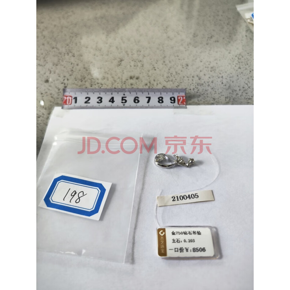 财产编号为198，总质量为2.4克白色饰品（挂坠），不支持邮寄。