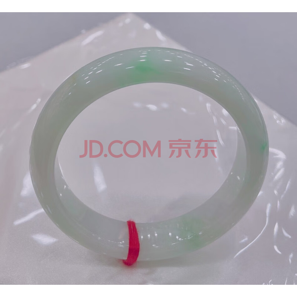 L438天然翡翠A货飘绿手镯54圈口