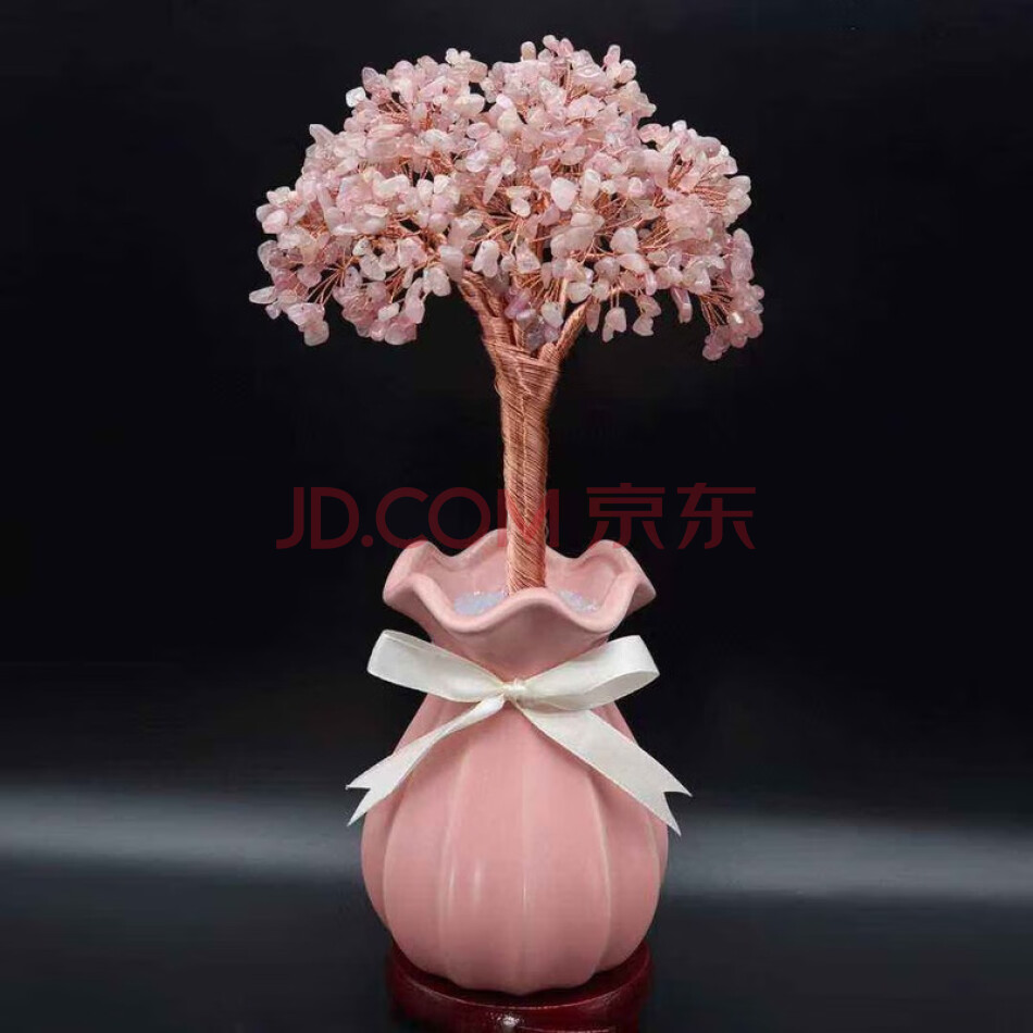 TJZCS15C 粉水晶摇钱树摆件