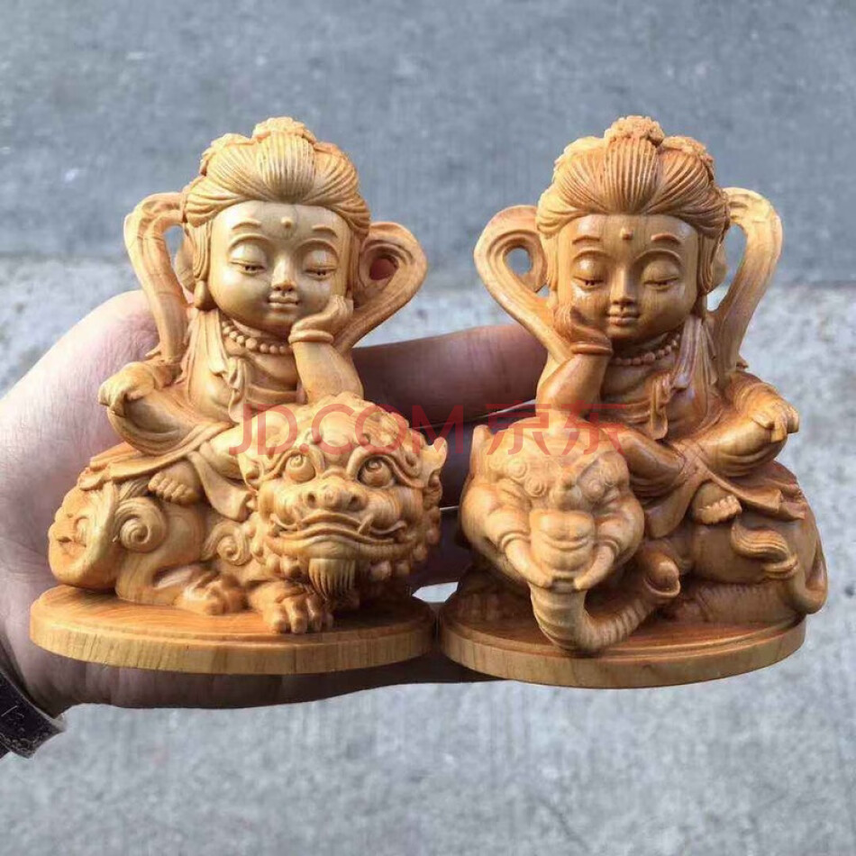 TJSJMG087D 文殊普贤 摆件（崖柏）