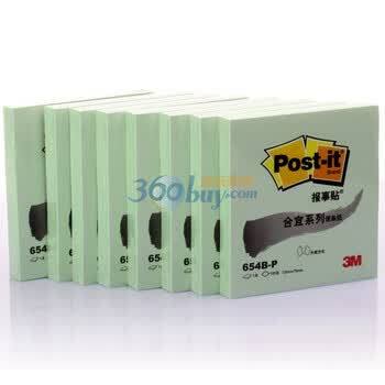 3M 654B-P 72*76MM 绿色 报事贴合宜便条纸100页办公包装