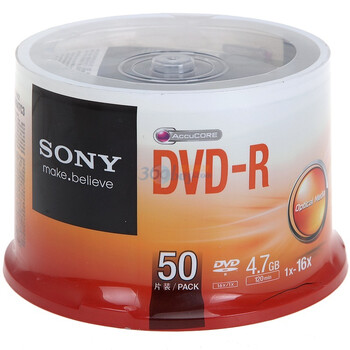索尼（SONY）DVD-R 16速 4.7G  台产 桶装50片 刻录盘