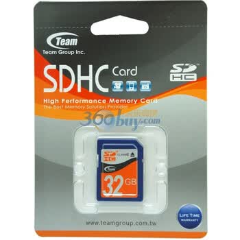 十铨科技（Team）32GB Class4 SD存储卡（TG032G0SD24X）