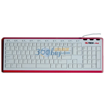 山又（3UTECH）品.亚诺 KB-001 双空格 超薄巧克力 有线键盘USB 白色 红边