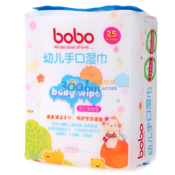 bobo乐儿宝幼儿手口湿巾25片装4连包BM241B