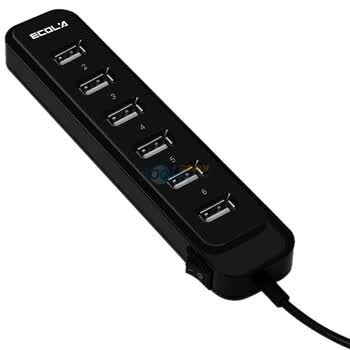 宜客莱（ECOLA）USB-HUB07BK Smart 智慧型7口USB集线器 钢琴黑