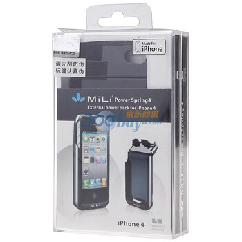 MiLi power spring4 HI-C23 1600mah 苹果授权 背夹电池 外挂电池 移动电源 适用于iphone4（黑色）