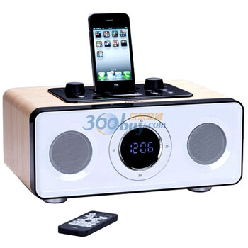 魔杰（MOGIC） R60 苹果正版授权支持iPod/iPhone播放及充电的多媒体音乐播放器 2.1音箱橡木色陶瓷白面板