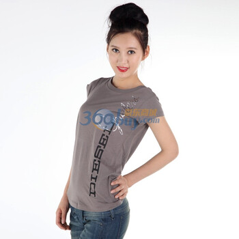 DIESEL 迪赛 女士圆领T恤 流线字母款 zn 80340965886XX款 棕色 L