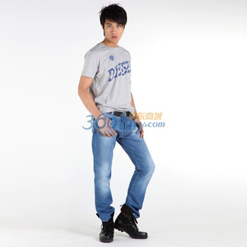 DIESEL 迪赛 男士圆领T恤 字母logo款 zn 8034096585XXX款 浅灰色 XL