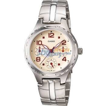 卡西欧(CASIO)三眼精钢指针系列女表LTP-2064A-7A2