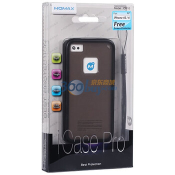 摩米士（MOMAX）IPHONE 4S/IPHONE 4软硬双色保护套 实色黑边+透明黑底 附送摩米士原厂保护膜