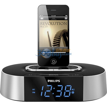 飞利浦（PHILIPS） AJ7030D/93 Ipod/ Iphone专用时钟收音机音箱 银色