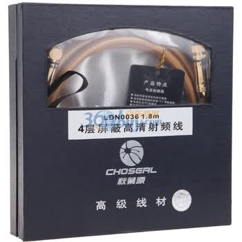 秋叶原（CHOSERL）四层屏蔽香槟金高清电视射频线（螺口英制） LDN0036 1.8米