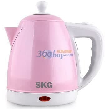 SKG MP-9128炫彩不锈钢电热水壶 樱桃红1.2L