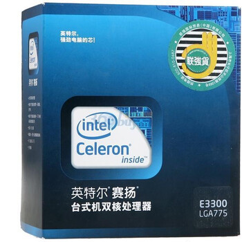 英特尔(intel) 45纳米 赛扬双核处理器 E3300盒装CPU(LGA775/2.5GHz/1M二级缓存/800MHz)