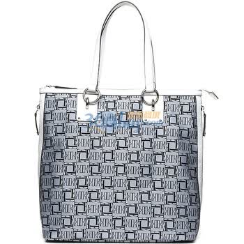 ELLE(她)vanessa瓦内萨系列进口logo织锦料配牛皮女士手袋E1032V08811GY灰色
