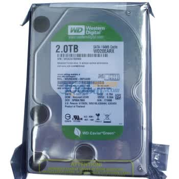 西部数据（WD）绿盘 2TB SATA6Gb/s 64M 伟仕盒装 台式机硬盘(WD20EARX)