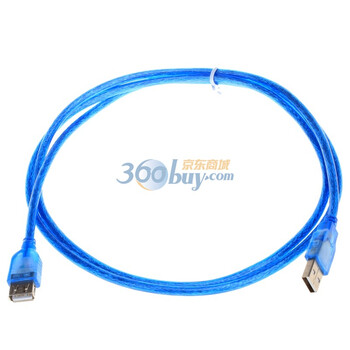 山泽（SAMZHE）USB标准2.0版延长线 透明蓝 1.5米