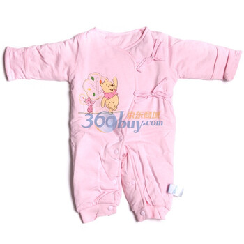 Disneybaby迪士尼宝宝丛林聚会铺棉系带哈衣粉色811408（52/40）