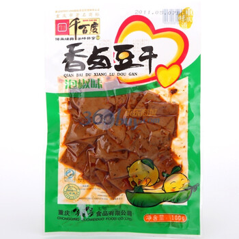 千百度香卤豆干泡椒味100g*10袋
