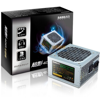 先马（SAMA）超影400 电源（额定300W/宽幅170V-250V/温控电路/纯黑12CM静音风扇）