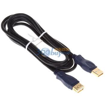 包尔星克（PowerSync）UAMF21K USB2.0延长线 A公对A母 24K镀金接口 1.8米