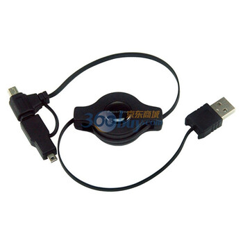 包尔星克(PowerSync）UAM58-09R T型传输充电两用易拉线 0.9米（送迷你8PIN转接头）