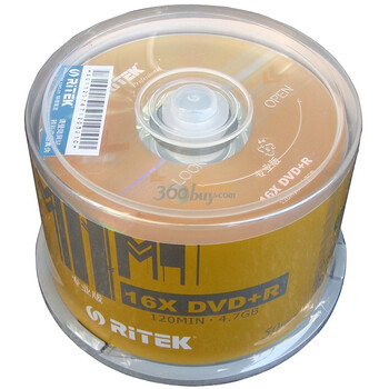 铼德（Ritek）DVD+R 16X 4.7G 专业版系列 桶装50片 刻录盘