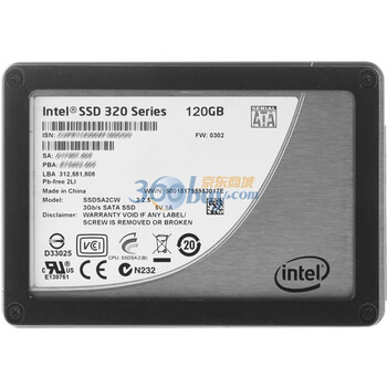 英特尔(Intel)320系列 120G 固态硬盘(SSDSA2CW120G3K5)彩盒包装