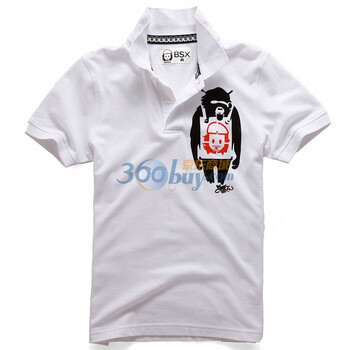 Giordano佐丹奴BSX Polo 男MINI CHE经典头像印花POLO 04011100 幽灵白 XL