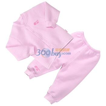贝贝怡（bornbay） BB105-107 宝宝服 前开扣上衣两用裆裤保暖套装 淡粉 90码