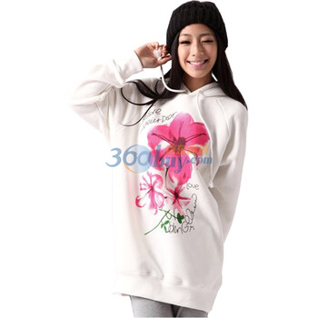 韩都衣舍 韩国卫衣秋冬新款加厚印花宽松女卫衣KJ1036 白色 均码