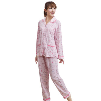 荻嘉茂 秋冬新款 梭织纯棉家居服套装 6317 粉色 XL