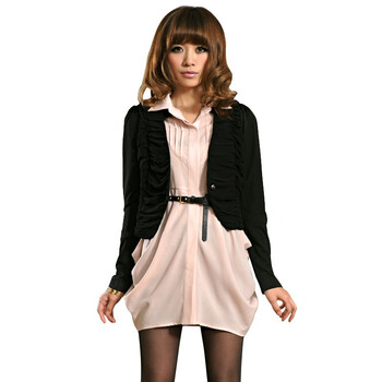 衣香丽影2012春装新品 立领修身长袖淑女短外套1131030 黑色(91) XL