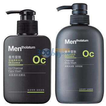 Mentholatum 曼秀雷敦男士冰爽活炭洁面乳150ML+曼秀雷敦清爽沐浴露 天然活炭500ML 特惠组
