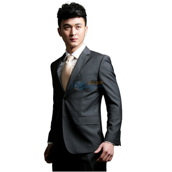 【V3 MAN 】宽条纹羊毛商务婚礼男士修身单件西服3002 深灰色 185/100A（54）