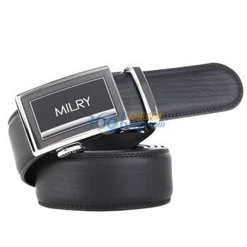 米莱恩MILRY自动扣商务休闲头层牛皮皮带L0084—L0090 黑色/木纹 130