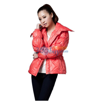美丽故事2011冬季新款 韩版时尚修身亮面短款羽绒服 气质女装061202 桃红色 XL