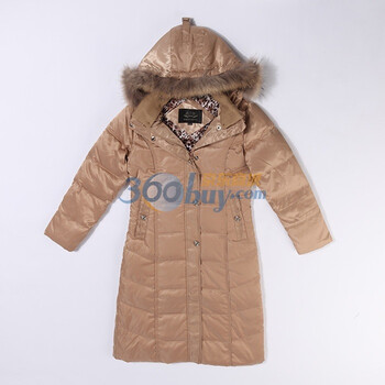波司登羽绒服 女修身长款面包 BR1976 米色 185/104A(XXXL)