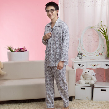 荻嘉茂 秋冬新款 男士纯棉家居服套装 2037 灰色 XXL