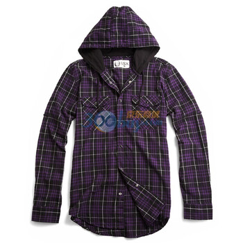 Giordano佐丹奴BSX 衬衫 男型男连帽可卷袖格子衬衫 04041005 紫罗兰 M