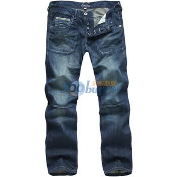 MAGICPOWER秋冬装新款 MAGICPOWER 时尚个性拼接 男士牛仔裤MBW18005牛仔兰34