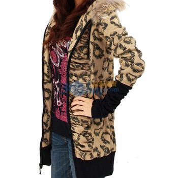 Karl Kani卡尔卡耐 2011秋冬新品 绚丽色彩女士长款连帽外套51321407 卡其色 L