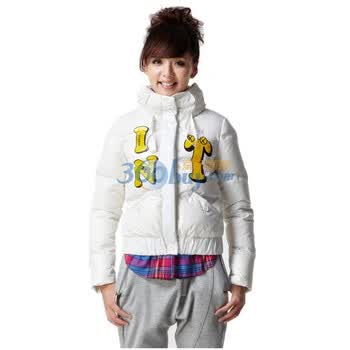 [inturn]前后印花卡通可通纯色保暖女款羽绒服13M1492 白色 L